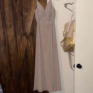 Christina Wu Sophisticated Taupe Maxi Dress